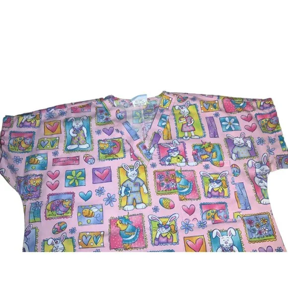 Easter Nurse Scrub Top Medical Nurse Uniform Size small - Picture 5 of 10